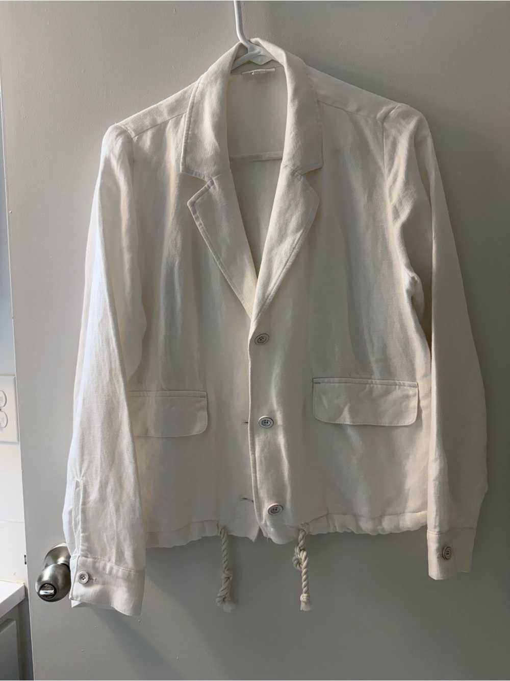 J. Jill Cream Drawstring Hem Blazer Jacket